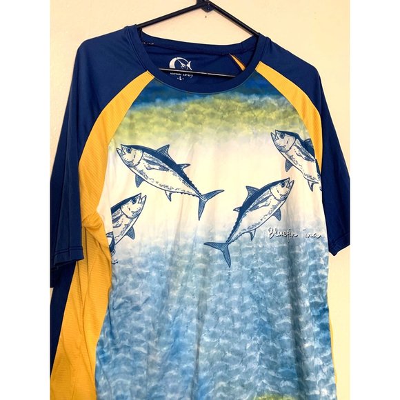 Wave Life Mens Size Large Knit Top Shirt Pullover Lightweight Blue Fin Tuna - Picture 2 of 4